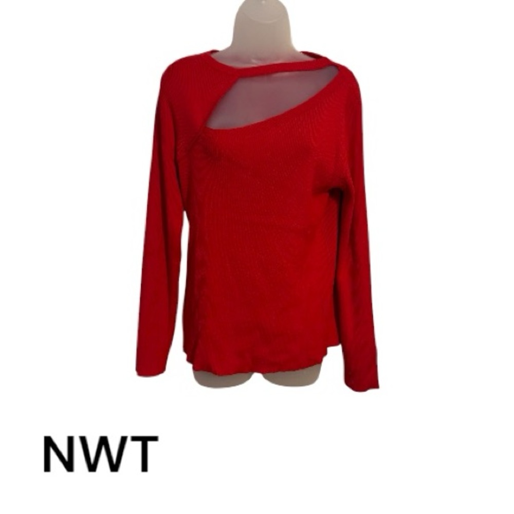 NWT Cyrus RED Asymmetrical Cutout Top  LARGE    #1 - Picture 2 of 7
